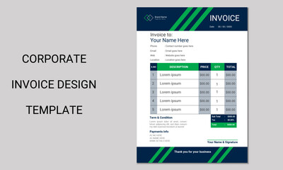 Professional Business invoice form design template