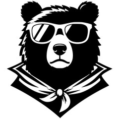 Silhouette portrait of a bear wearing glasses