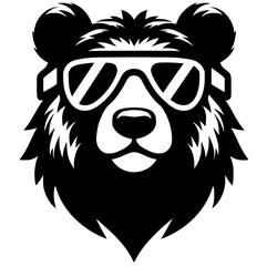 Silhouette portrait of a bear wearing glasses