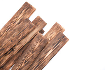 Wooden boards on white background