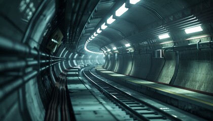 Fototapeta premium Curving Subway Tunnel