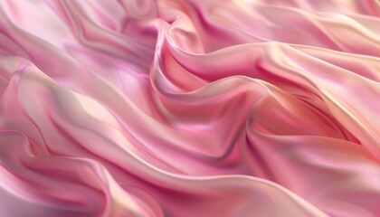 Obraz premium Flowing Abstract Pink Silk Waves, Smooth and Gentle Patterns, Elegance and Tranquility, Copy Space