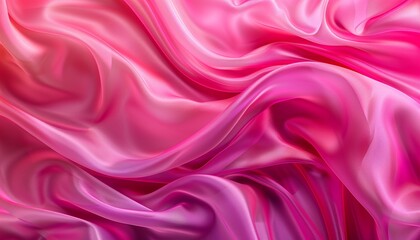 Fototapeta premium Beautiful Pink Silk Fabric Background, Unique Texture and Vibrant Color, Flowing Patterns, Copy Space