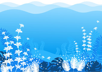 Background freehand nature sea, coconut leaves background. Coconut leaves nature style with space for text - design for background social media, postcards, poster, business card, flyer, other.