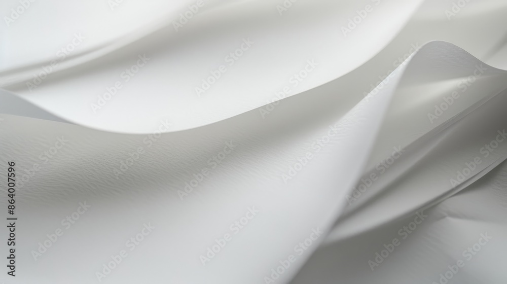 Poster close-up photo of white paper texture backdrop at slight angle for depth and variation. soft folds a