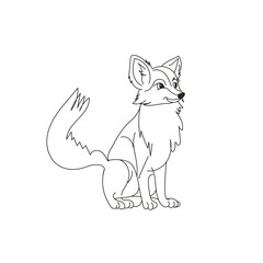 fox outline coloring page vector