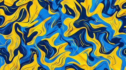 Blue and yellow Fauvism Seamless Pattern