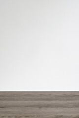 home interior of a room with parquet floor and gray wall