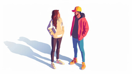 Fototapeta premium Two isometric cartoon people