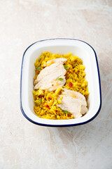 Saffron rice with chicken fillet