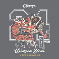 Varsity numbers design with dragon on it