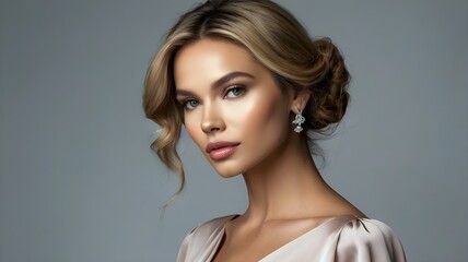 Naklejka premium Beauty model for a cosmetic studio shot advertisement with a clear light background