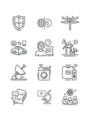 Call center, Chat, communication, Crown, Development, Dragonfly, set of icons, vector illustration