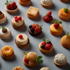 A juicy cake decorated with fresh berries, artfully arranged on a plate. The exquisite combination of flavors and textures turns this dessert into a real culinary masterpiece.