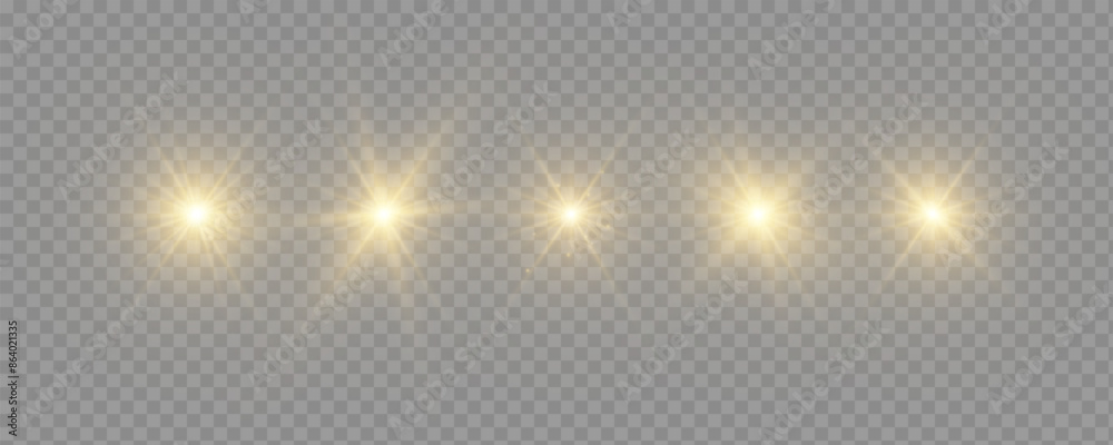 Aufkleber flare with golden rays of light and magic sparkles. bright star. abstract golden rays will raise. tr