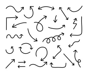 Vector set of hand-drawn arrows, elements for presentation