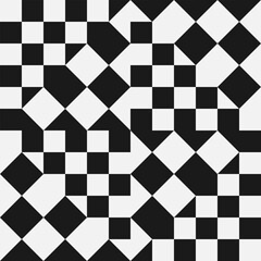 Obraz premium Checkerboard background. Chessboard geometric seamless pattern. Groovy pattern. Geometric abstract retro vintage backdrop. Background of black white squares and rhombuses. Checkered wallpaper.