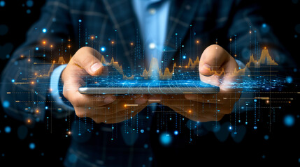 Person Holding Tablet With Data Visualization