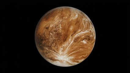 Stunning photo of venus in the shape of a perfectly round planet on a black background..