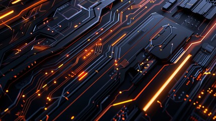 Geometric panels with glowing lines on a futuristic background