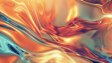 Fototapeta premium Vibrant wallpaper with liquid metal effects blurred shapes and radiant gradient