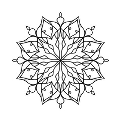 Outline mandala for adult coloring book. Geometric flower shape. Round floral ornament. Oriental illustration, anti stress therapy, for yoga and meditation. Detailed geometric pattern and symmetry.
