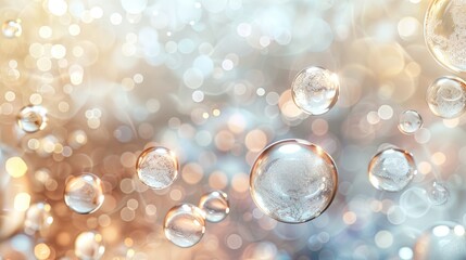 Fototapeta premium Delicate champagne bubbles with light effects on a sophisticated background