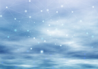 Fototapeta premium 空とデジタルネットワーク背景