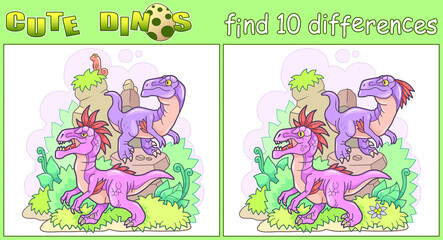 cute dinosaurs, find ten differences	