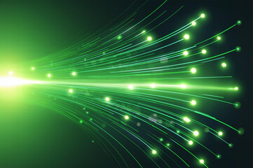 Green light streak, fiber optic, speed line, futuristic background for 5g or 6g technology wireless data transmission, high-speed internet in abstract. internet network concept. vector design