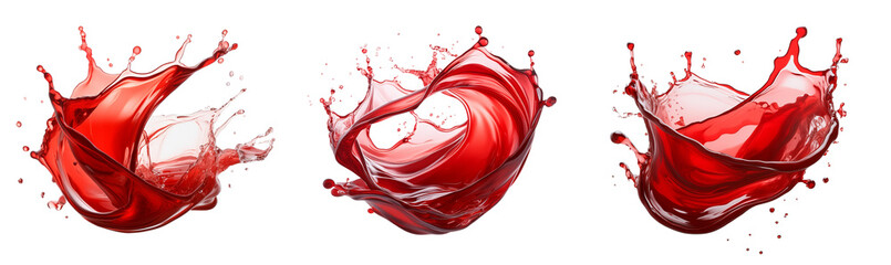 Set of red wine splashes, cut out. A color experience of red.