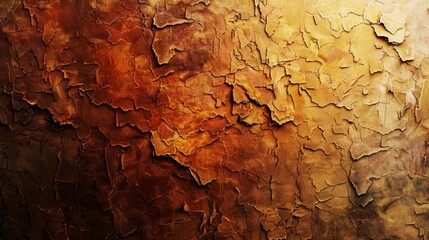 Fototapeta premium Intricate bark textures with golden highlights on a gradient rich mahogany to amber background