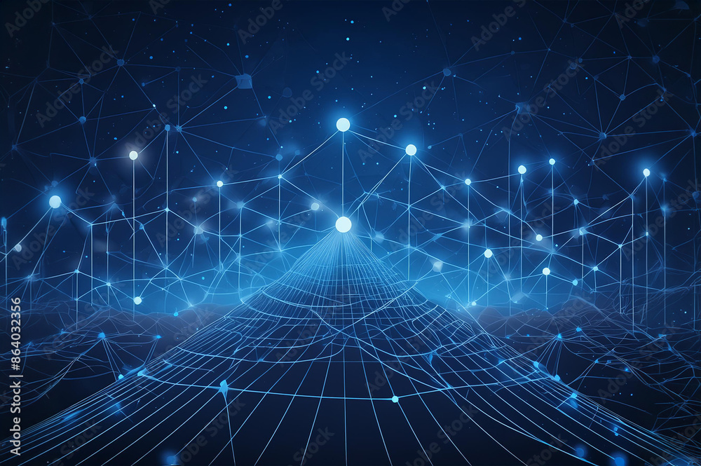 Poster system network polygonal system connect lines and dots background template.