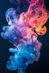 Obraz premium Colorful smoke forming intricate patterns, symbolizing the ephemeral and evolving nature of creative processes 