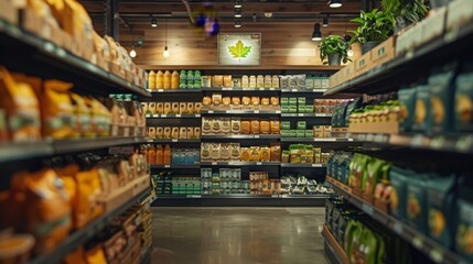 Fototapeta premium Organic Food Aisle in Grocery Store