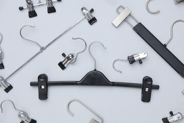 Hangers for pants or trousers on a white background