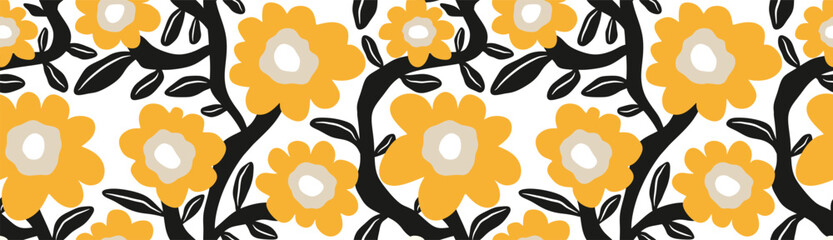 Abstract floral leaves geometric seamless pattern. leaf and flower organic background.