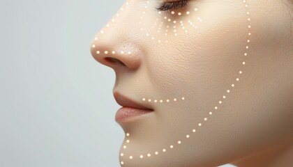 Closeup of a woman s face during a radiofrequency skin tightening session, skin tightening, nonsurgical lift