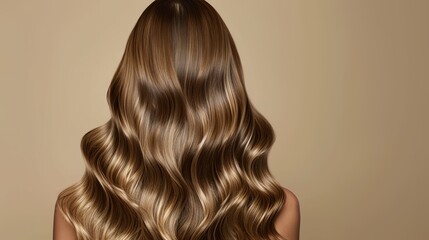 Fototapeta premium a woman with long shiny wavy hair