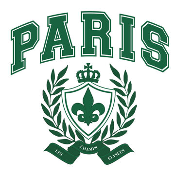 Paris wreaf Varsity team College Campus University Tshirt Graphic Fashion logo Trending Apparel Cute Emblem Slogan
