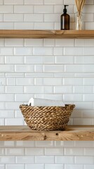 White Brick Wall Shelf Decor