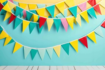 abstract childish Party flag on yellow blue wall background