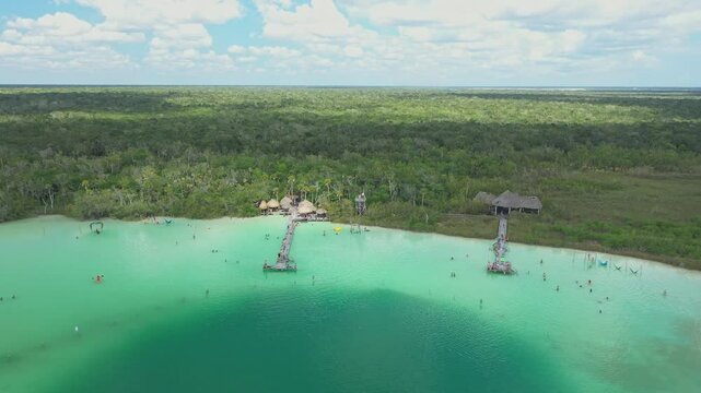 Approaching to amazing coast of Kaan Luum Lagoon at Yucatan, Mexico