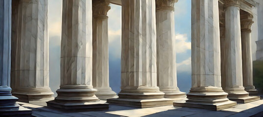 Capture the grandeur of marble pillars in a digital illustration. Generative AI.