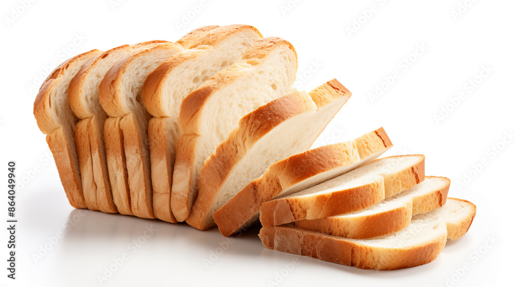 Wall mural sliced loaf of wheat bread isolated on white