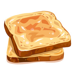 Delicious Buttered Toast Illustration: Perfect for Breakfast, Snacks, or Anytime You Need a Tasty Treat