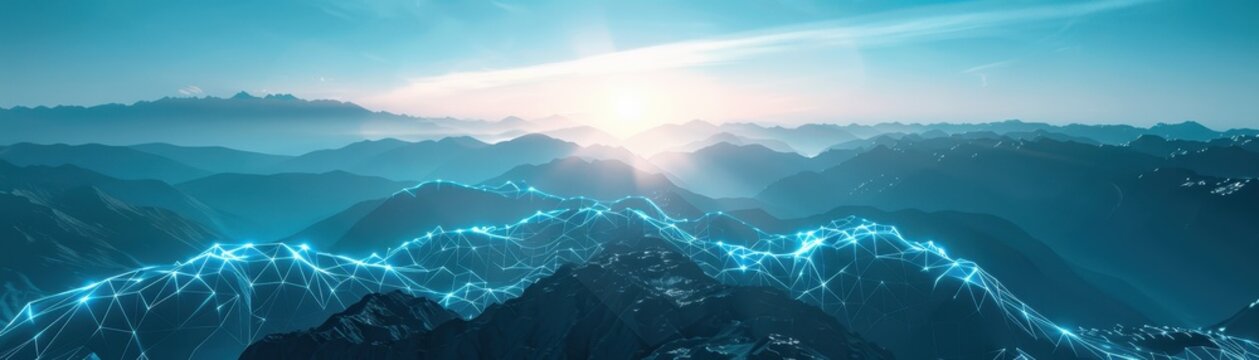 Digital Connection Over Mountain Range