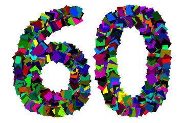 Colorful number 60 for math concept