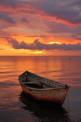 Solitary Boat at Sunset