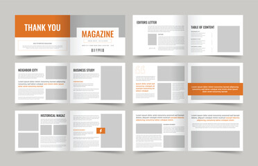 Black and White Magazine Layout, Magazine Template, Book Cover